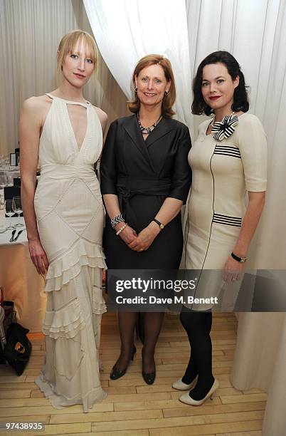 Jade Parfitt, Sarah Brown and Jasmine Guinness attend the private dinner for the White Ribbon Alliance's Global Dinner Party Campaign, at Agua in the...