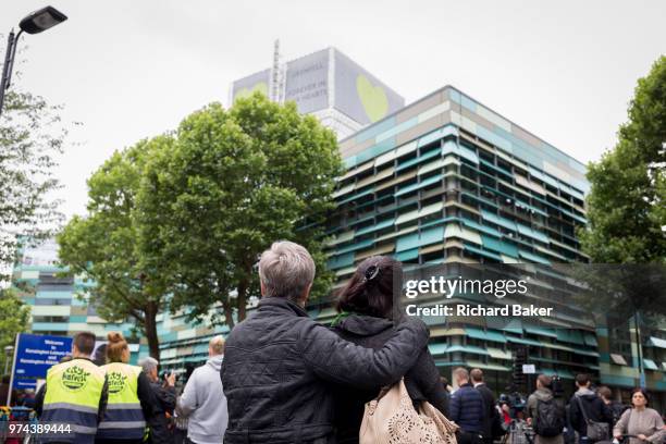 Emotional scenes durng the memorial service on the first anniversary of the Grenfell tower block disaster, on 14th June 2018, in London, England. 72...