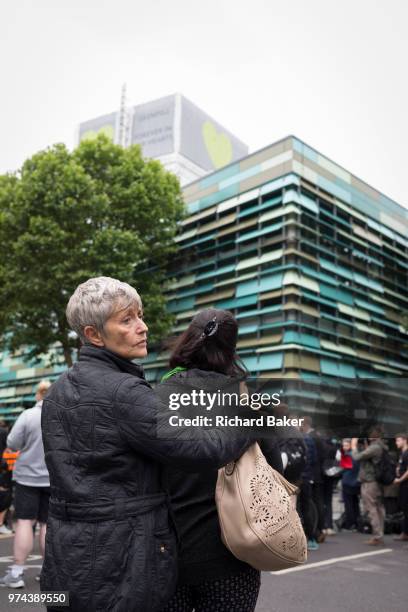 Emotional scenes durng the memorial service on the first anniversary of the Grenfell tower block disaster, on 14th June 2018, in London, England. 72...