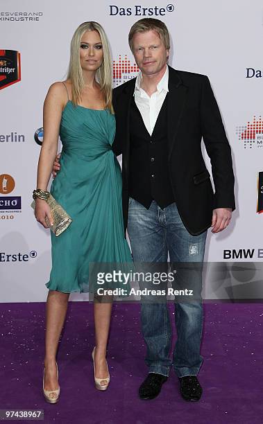 Oliver Kahn and partner Svenja arrive for the Echo award 2010 at Messe Berlin on March 4, 2010 in Berlin, Germany.
