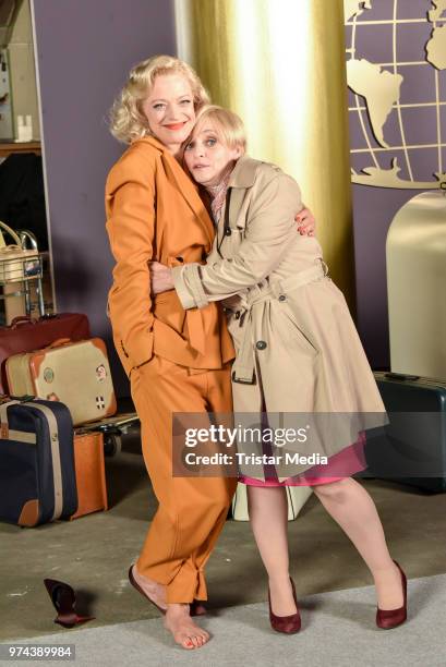 Heike Makatsch and Katharina Thalbach during the 'Ich war noch niemals in New York' on set photo call on June 14, 2018 in Potsdam, Germany.