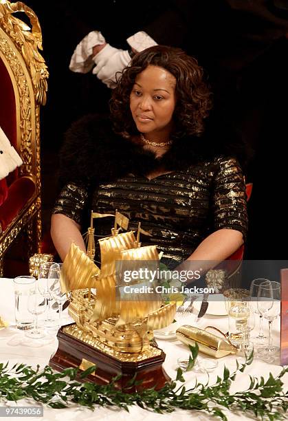 South African President Jacob Zuma's wife Thobeka Madiba Zuma attends a banquet at the Guildhall on March 4, 2010 in London, England. President Zuma...