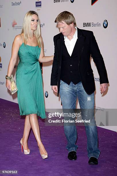 Former FC Bayern goalkeeper Oliver Kahn and model Svenja arrive at the Echo Award 2010 at Messe Berlin on March 4, 2010 in Berlin, Germany.