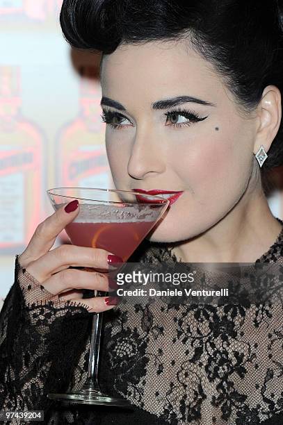 Dita von Teese attends the Cointreaupolitan Cocktail Party at the Just Cavalli Cafe on March 4, 2010 in Milan, Italy.