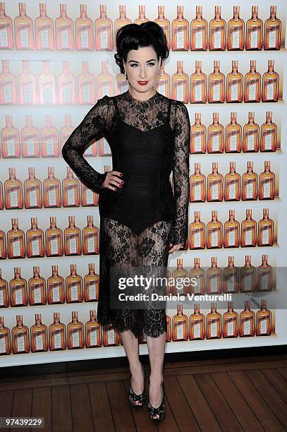 Dita von Teese attends the Cointreaupolitan Cocktail Party at the Just Cavalli Cafe on March 4, 2010 in Milan, Italy.