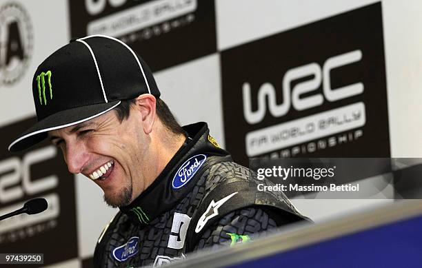 Ken Block of USA attends the Pre Event Fia Press Conference in the Leon Head Quarter after the Shakedown of the WRC Rally Mexico on March 4, 2010 in...