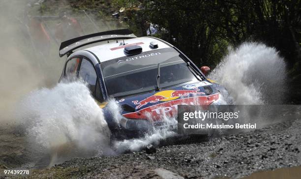 Sebastien Ogier of France and Julien Ingrassia of France compete in their Citroen C4 Junior Team during the Shakedown of the WRC Rally Mexico on...