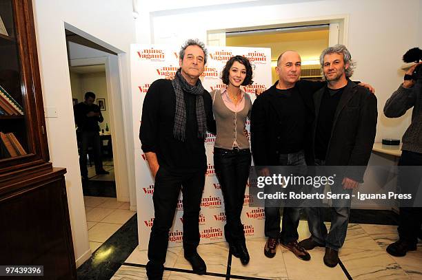 Actor Ennio Fantastichini, Actress Nicole Grimaudo, Director Fernan Ozpetek, Producer Domenico Procacci attend a press conference for the cast of the...