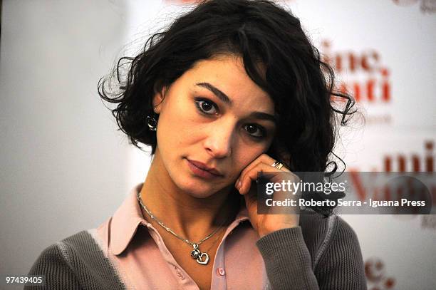 Italian actress Nicole Grimaudo during the press conference for the film "Mine Vaganti" at AGIS center on March 4, 2010 in Bologna, Italy.