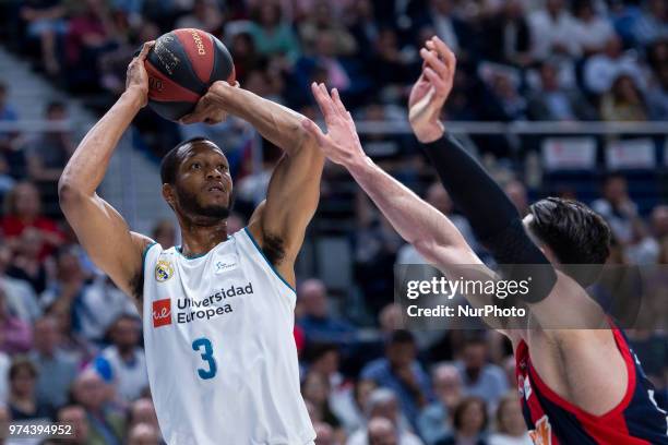 Real Madrid Anthony Randolph and Kirolbet Baskonia Tornike Shengelia during Liga Endesa Finals match between Real Madrid and Kirolbet Baskonia at...