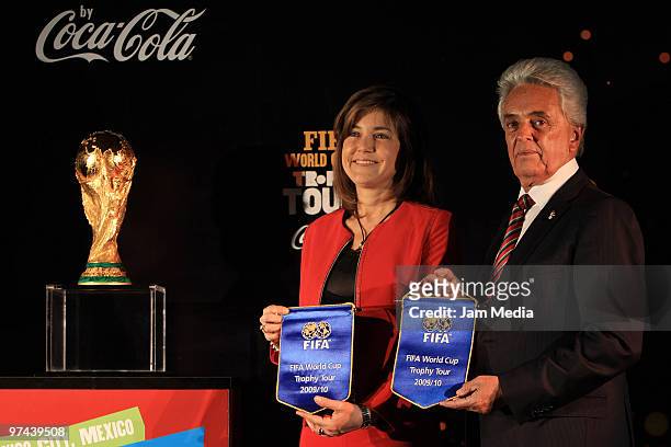 Maria Eugenia del Rio, Director of Coca-Cola Mexico, and Justino Compean, President of Mexican Soccer Federation, during the opening of the Fifa...