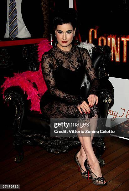 Dita von Teese attends the Cointreaupolitan Cocktail Party at the Just Cavalli Cafe on March 4, 2010 in Milan, Italy.