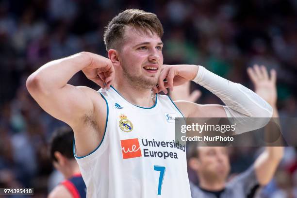 Real Madrid Luka Doncic during Liga Endesa Finals match between Real Madrid and Kirolbet Baskonia at Wizink Center in Madrid, Spain. June 13, 2018.