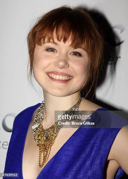 Alison Pill poses at the after party for the Broadway opening of "The Miracle Worker" at Crimson on March 3, 2010 in New York City.