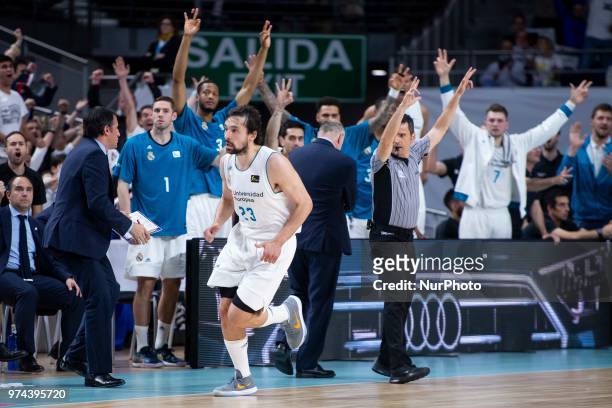 Real Madrid Sergio Llull during Liga Endesa Finals match between Real Madrid and Kirolbet Baskonia at Wizink Center in Madrid, Spain. June 13, 2018.