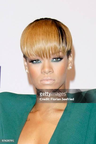 Singer Rihanna arrives at the Echo Award 2010 at Messe Berlin on March 4, 2010 in Berlin, Germany.