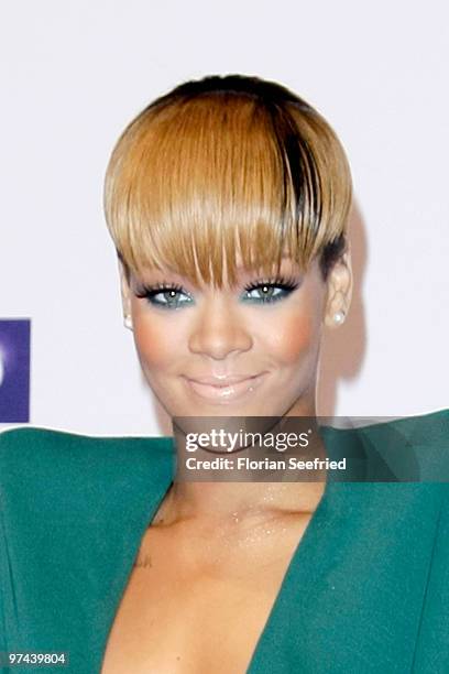 Singer Rihanna arrives at the Echo Award 2010 at Messe Berlin on March 4, 2010 in Berlin, Germany.