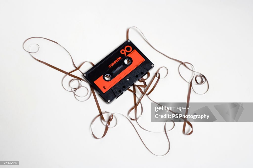 Broken audio cassette tape