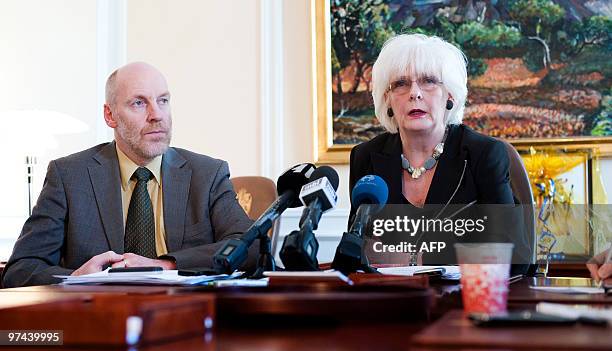 Icelandic Prime Minister Johanna Sigurdardottir and Finance Minister Steingrimur J. Sigfusson give a press conference on March 2, 2010. Iceland's...