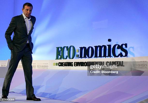 Robert Iger, president and chief executive officer of Walt Disney Co., arrives on stage to speak at the ECO:nomics Creating Environmental Capital...