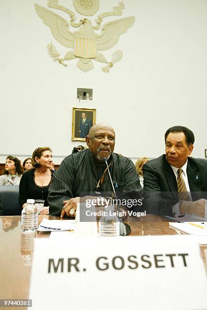 Lou Gossett Jr. And Thomas Farrington attends the House Oversight and Government Reform hearing on prostate cancer at the Rayburn House Office...