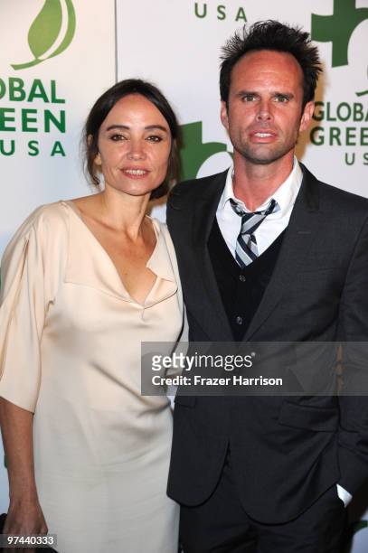 Actor Walton Goggins and girlfriend Nadia Connors arrive at the 7th Annual Global Green USA Pre-Oscar held at the Avalon on March 3, 2010 in...