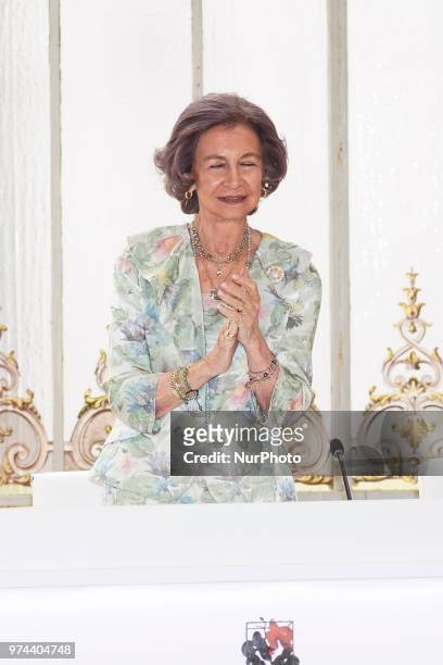Queen Sofia of Spain attends Mapfre Foundation Awards 2017 at Casino de Madrid on June 14, 2018 in Madrid, Spain.