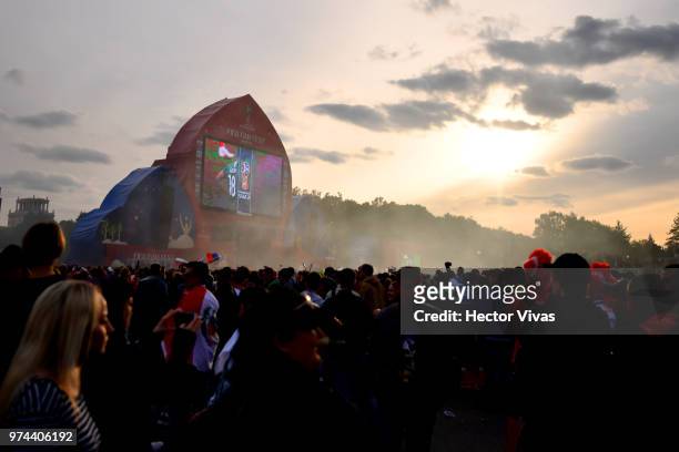 General view of Moscow Fan Fest during the 2018 FIFA World Cup Russia group A match between Russia and Saudi Arabia at FIFA Fans Fest Moscow on June...