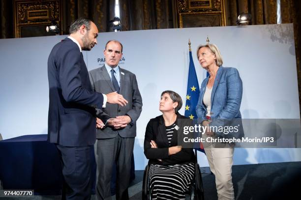 French Prime Minister Edouard Philippe , Jean Castex , interministerial delegate for the Olympic Games, President of the French Paralympic and Sports...
