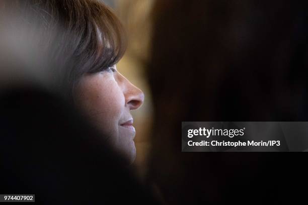 Paris Mayor Anne Hidalgo attends the ceremony of signing of joint funding protocol for the Paris 2024 Olympic Games and 2024 Paralympics games, at...