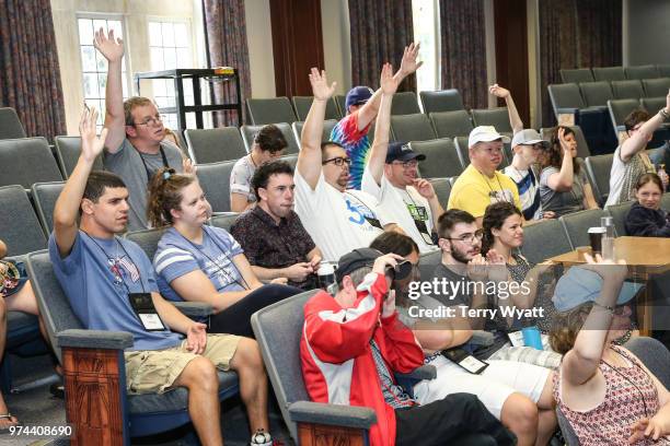 Lifting Lives campers attend the ACM Lifting Lives Music Camp Songwriting Workshop at Vanderbilt University on June 14, 2018 in Nashville, Tennessee.