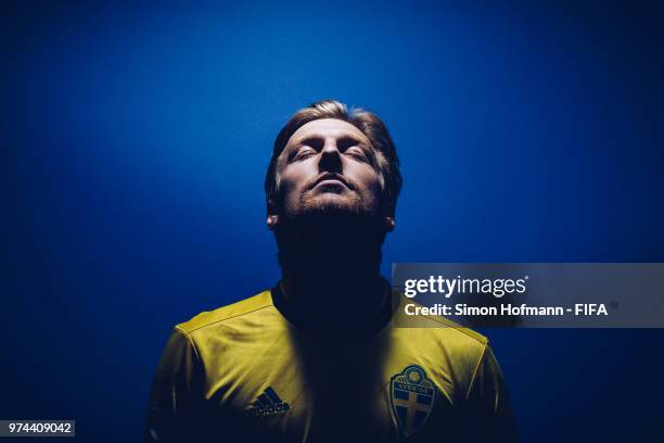 Emil Forsberg of Sweden poses during the official FIFA World Cup 2018 portrait session on June 13, 2018 in Gelendzhik, Russia.