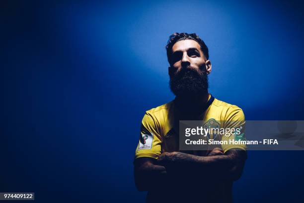 Jimmy Durmaz of Sweden poses during the official FIFA World Cup 2018 portrait session on June 13, 2018 in Gelendzhik, Russia.