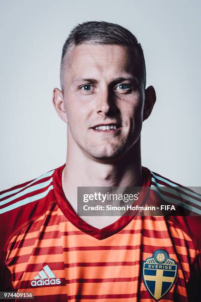 Karl-Johan Johnsson of Sweden poses during the official FIFA World Cup 2018 portrait session on June 13, 2018 in Gelendzhik, Russia.