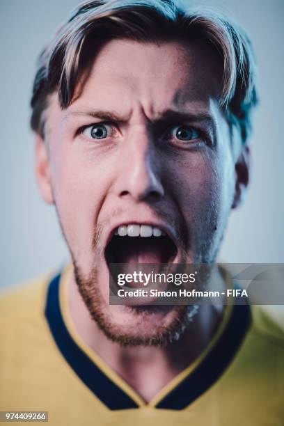 Emil Forsberg of Sweden poses during the official FIFA World Cup 2018 portrait session on June 13, 2018 in Gelendzhik, Russia.