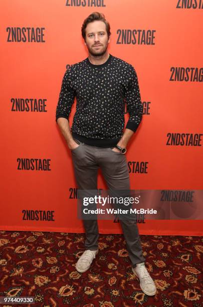Armie Hammer attends photo call for the Second Stage Theatre Company production of 'Straight White Men' at Sardi's on June 14 30, 2018 in New York...