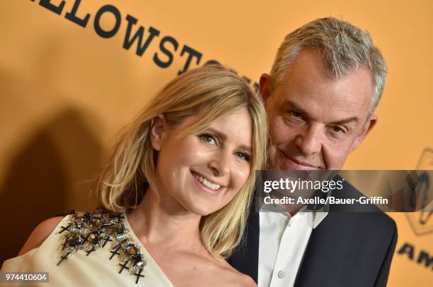 Actor Danny Huston and guest arrive at the premiere of Paramount Pictures' 'Yellowstone' at Paramount Studios on June 11, 2018 in Hollywood,...