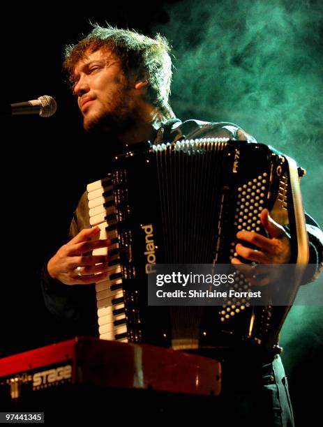 Ben Lovett of Mumford and Sons performs at Manchester Academy on March 4, 2010 in Manchester, England.