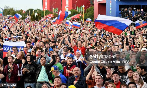 General view during the 2018 FIFA World Cup Russia group A match between Russia and Saudi Arabia at Luzhniki Stadium on June 14, 2018 in Moscow,...
