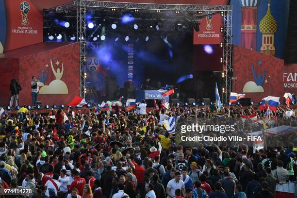 General view during the 2018 FIFA World Cup Russia group A match between Russia and Saudi Arabia at Luzhniki Stadium on June 14, 2018 in Moscow,...