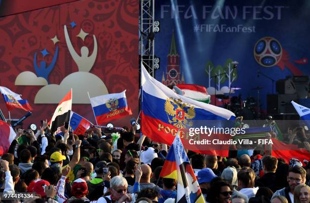 General view during the 2018 FIFA World Cup Russia group A match between Russia and Saudi Arabia at Luzhniki Stadium on June 14, 2018 in Moscow,...