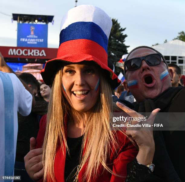 General view during the 2018 FIFA World Cup Russia group A match between Russia and Saudi Arabia at Luzhniki Stadium on June 14, 2018 in Moscow,...