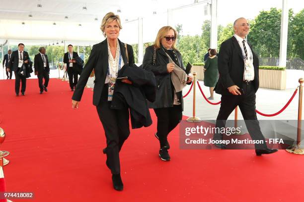 Council member Evelina Christillin arrives at the stadium prior to the 2018 FIFA World Cup Russia group A match between Russia and Saudi Arabia at...