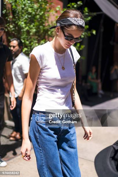 Kaia Gerber is seen in SoHo on June 14, 2018 in New York City.