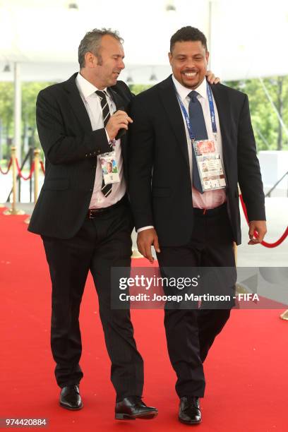 Former Brazilian football player, Rolando arrives during the 2018 FIFA World Cup Russia group A match between Russia and Saudi Arabia at Luzhniki...