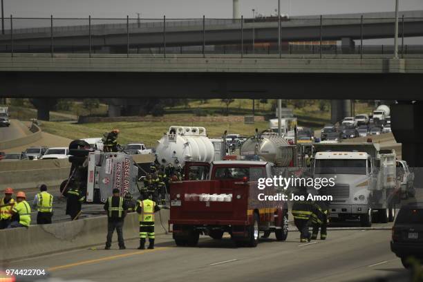 Rollover crash on Interstate 25 that caused a hazardous materials fuel spill that closed all lanes of northbound I-25 between Park Avenue West and...