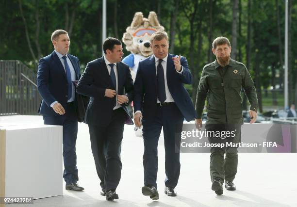 Ramzan Kadyrov, President of the Chechen Republic arrives at the stadium prior to the 2018 FIFA World Cup Russia group A match between Russia and...