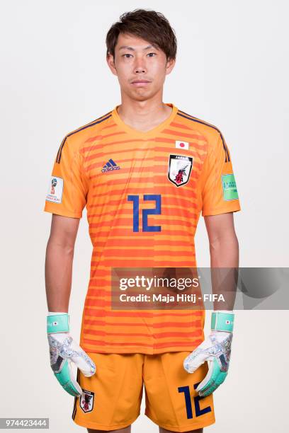 Masaaki Higashiguchi of Japan poses for a portrait during the official FIFA World Cup 2018 portrait session at the FC Rubin Training Grounds on June...