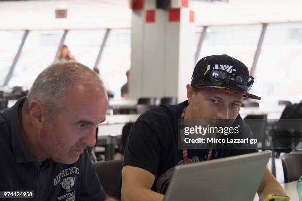 Dominique Aegerter of Swiss and Kiefer Racing smiles in media center during the MotoGp of Catalunya - Previews at Circuit de Catalunya on June 14,...