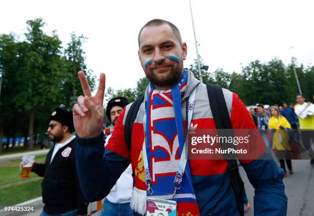 Group A Russia v Saudi Arabia - FIFA World Cup Russia 2018 Russian fans celebrate after the match at Luzhniki Stadium in Moscow, Russia on June 14,...